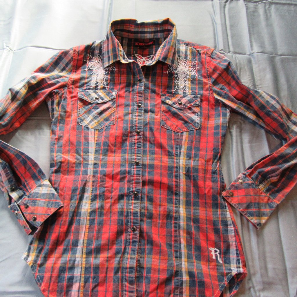Womens Rock And Roll Cowgirl Western Rockabilly Pearl Snap Shirt Sz M